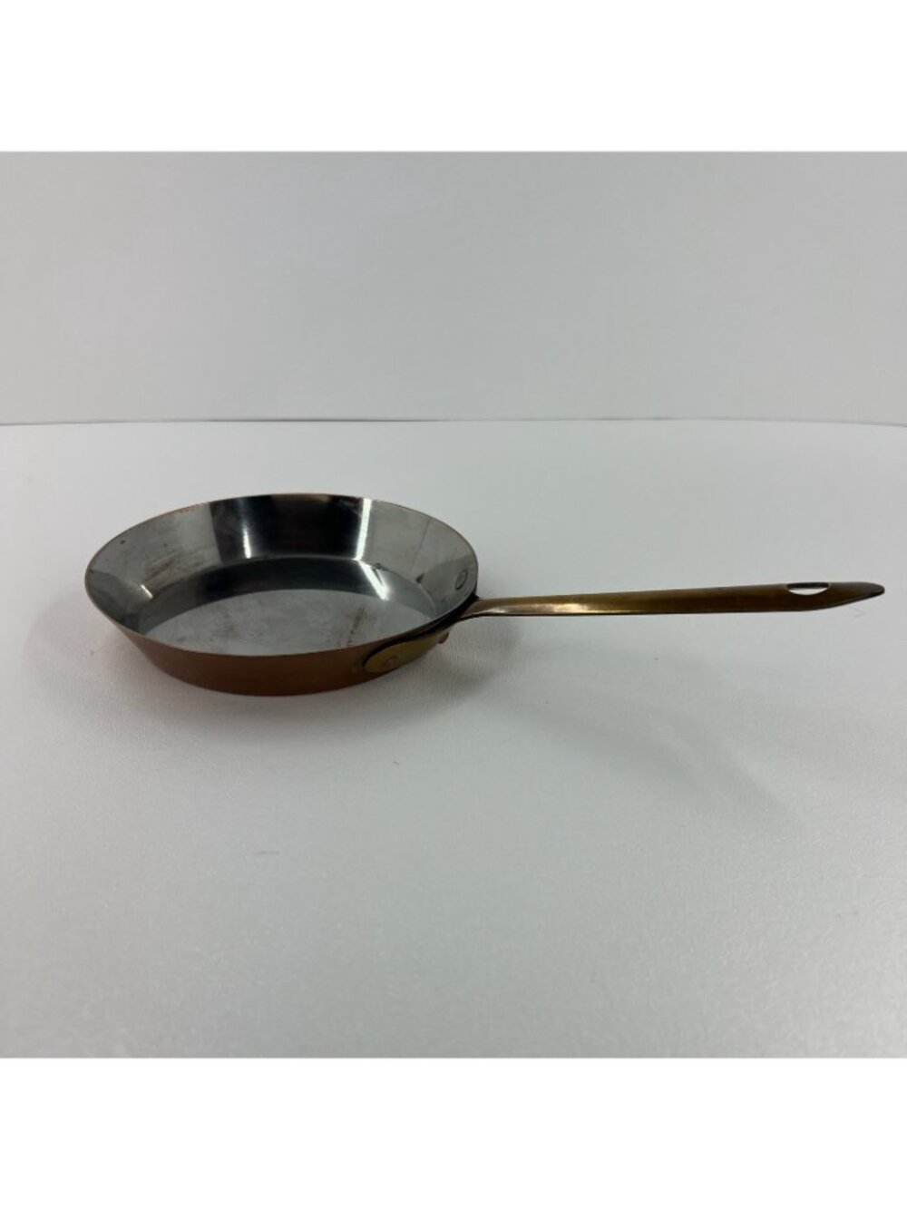 VTG Copper Frying Pan 6" Mini Skillet Brass Handle Stainless Steel Lining Round - Picture 4 of 9